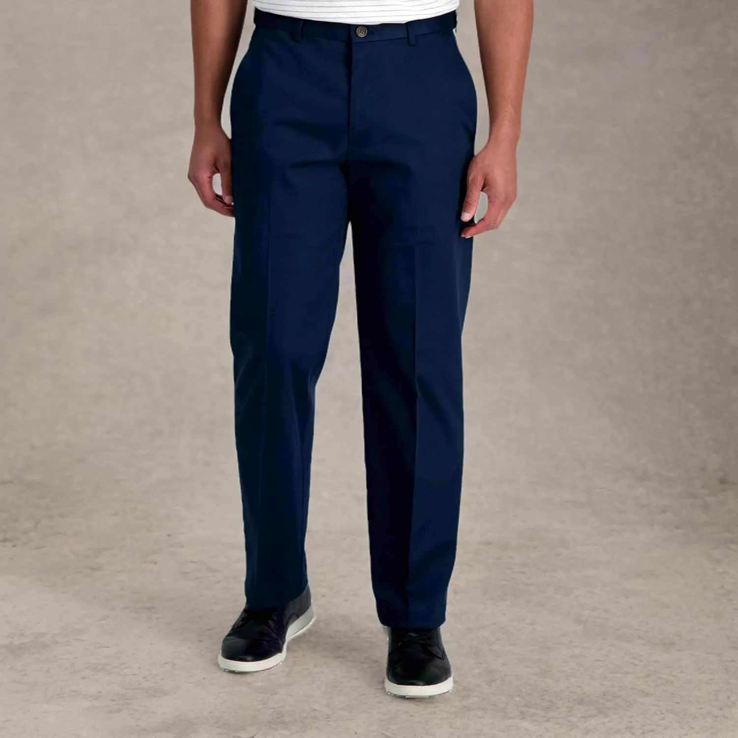 Haggar Men's Premium No Iron Khaki Classic Fit Expandable Waist Flat Front Pant (Regular and Big & Tall Sizes)