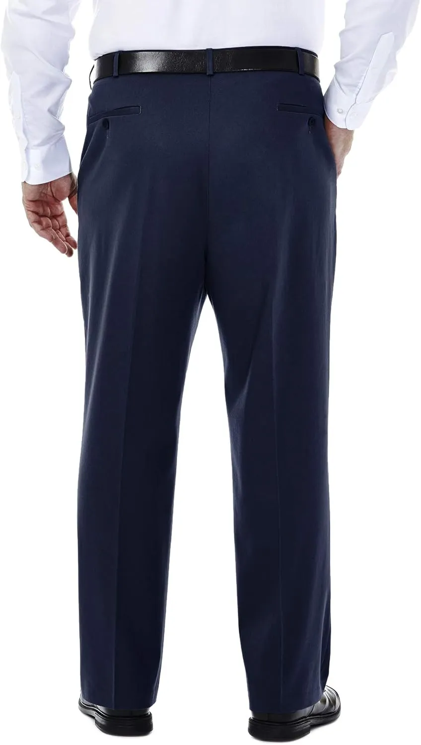 Haggar Men's Premium No Iron Khaki Classic Fit Expandable Waist Flat Front Pant (Regular and Big & Tall Sizes)