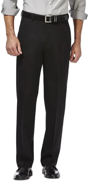 Haggar Men's Premium No Iron Khaki Classic Fit Expandable Waist Flat Front Pant (Regular and Big & Tall Sizes)