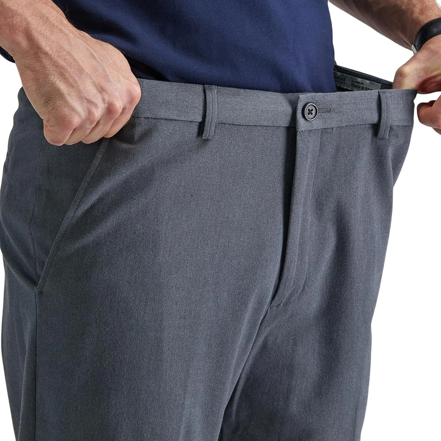 Haggar Men's Premium No Iron Khaki Classic Fit Flat Front Casual Pant (Regular and Big & Tall Sizes)