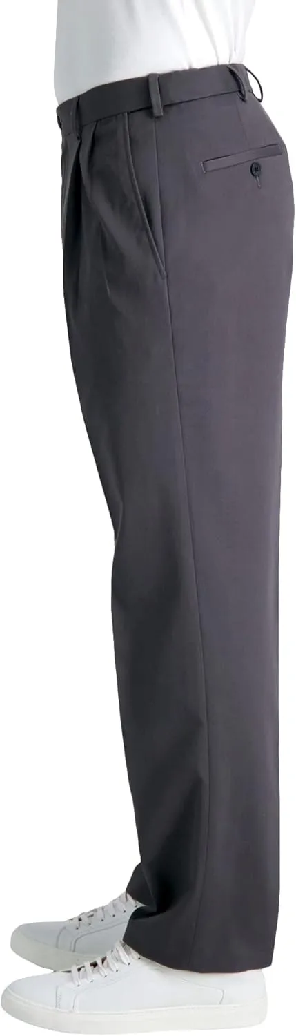 Haggar Men's Premium No Iron Khaki Classic Fit Pleat Front Regular and Big & Tall Sizes