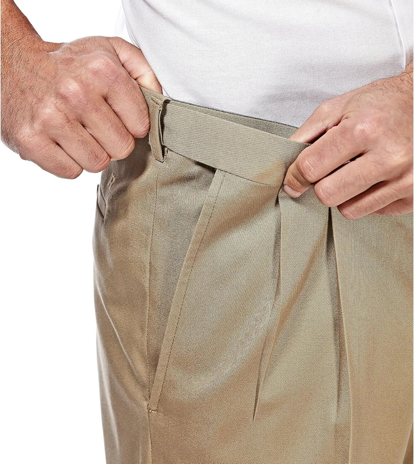 Haggar Men's Premium No Iron Khaki Classic Fit Pleat Front Regular and Big & Tall Sizes