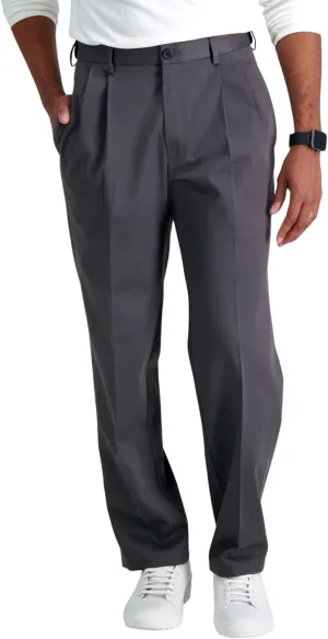 Haggar Men's Premium No Iron Khaki Classic Fit Pleat Front Regular and Big & Tall Sizes
