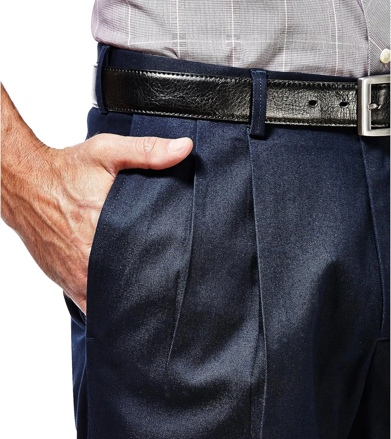 Haggar Men's Premium No Iron Khaki Classic Fit Pleat Front Regular and Big & Tall Sizes