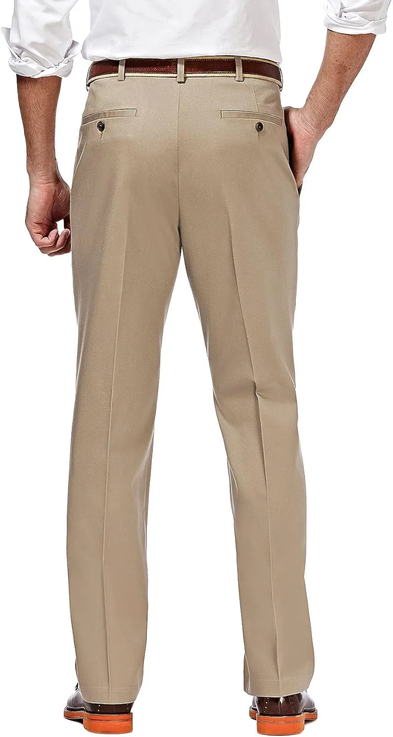 Haggar Men's Premium No Iron Khaki Classic Fit Pleat Front Regular and Big & Tall Sizes
