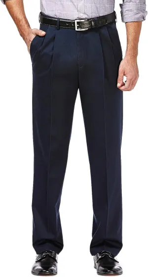 Haggar Men's Premium No Iron Khaki Classic Fit Pleat Front Regular and Big & Tall Sizes