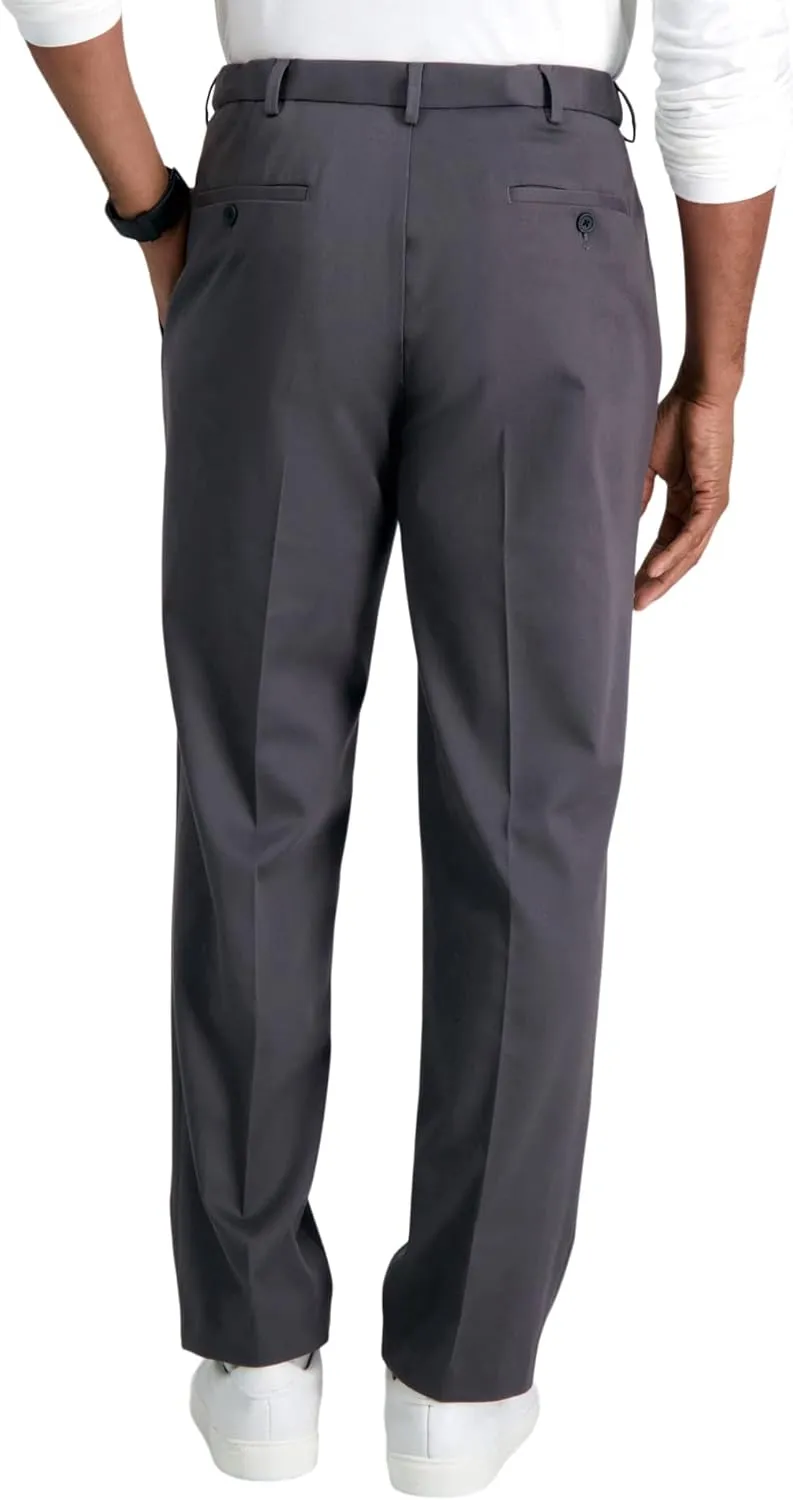 Haggar Men's Premium No Iron Khaki Classic Fit Pleat Front Regular and Big & Tall Sizes
