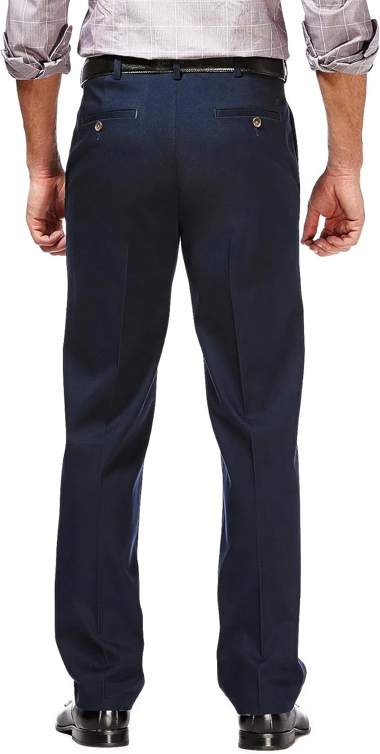 Haggar Men's Premium No Iron Khaki Classic Fit Pleat Front Regular and Big & Tall Sizes