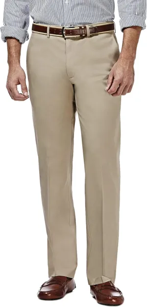 Haggar Men's Premium No Iron Khaki Straight Fit Flat Front Casual Pant