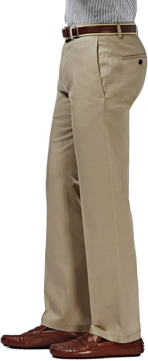 Haggar Men's Premium No Iron Khaki Straight Fit Flat Front Casual Pant