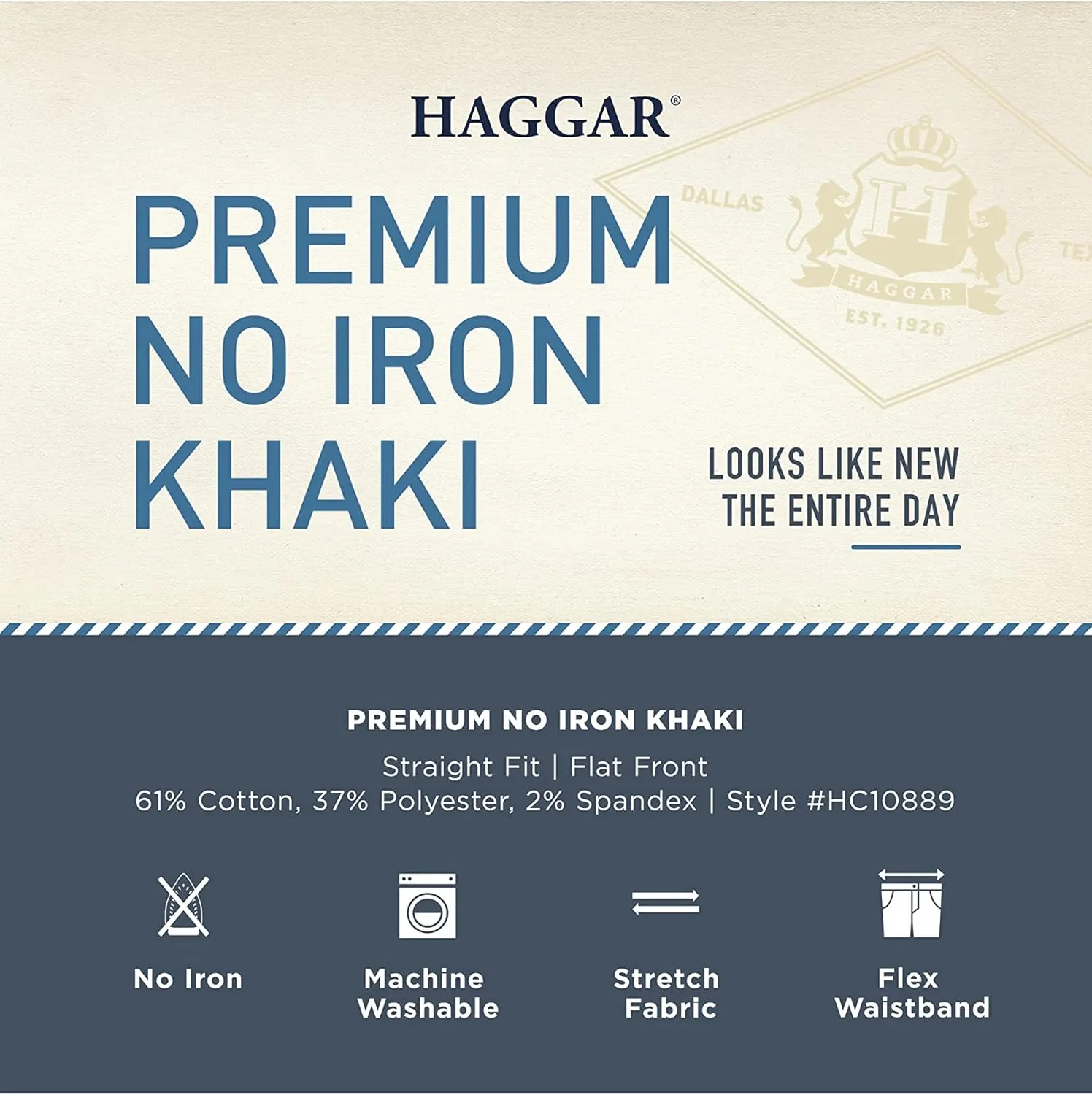 Haggar Men's Premium No Iron Khaki Straight Fit Flat Front Casual Pant