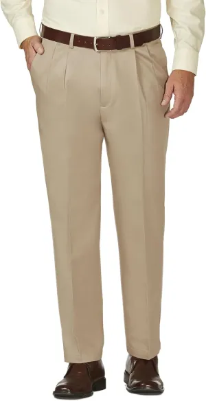 Haggar Men's Work to Weekend Hidden Expandable Waist Classic Fit Pleated Front Pant