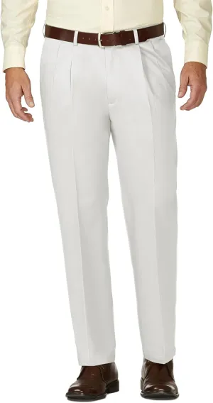 Haggar Men's Work to Weekend Hidden Expandable Waist Classic Fit Pleated Front Pant