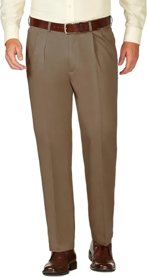 Haggar Men's Work to Weekend Hidden Expandable Waist Classic Fit Pleated Front Pant