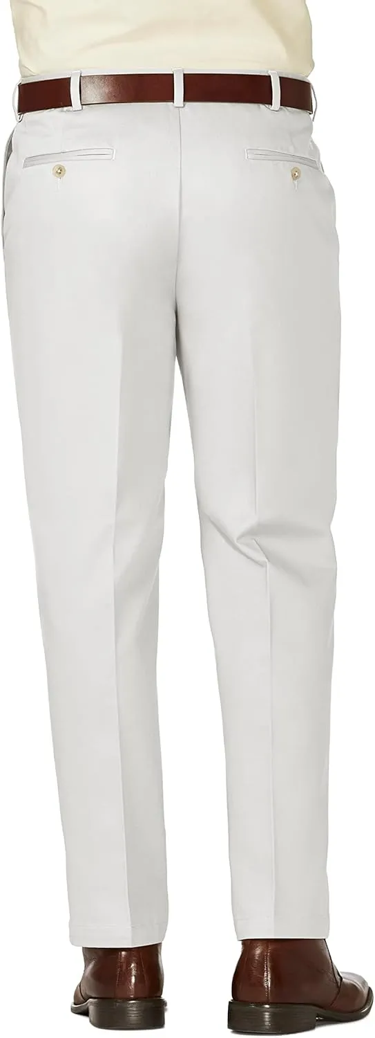 Haggar Men's Work to Weekend Hidden Expandable Waist Classic Fit Pleated Front Pant