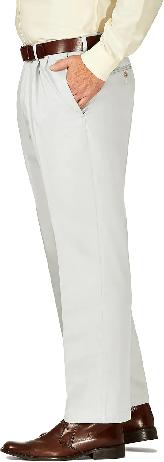 Haggar Men's Work to Weekend Hidden Expandable Waist Classic Fit Pleated Front Pant