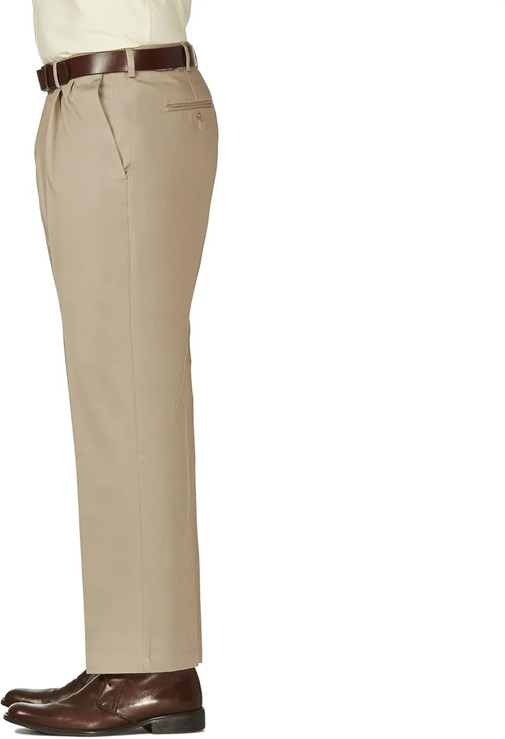 Haggar Men's Work to Weekend Hidden Expandable Waist Classic Fit Pleated Front Pant