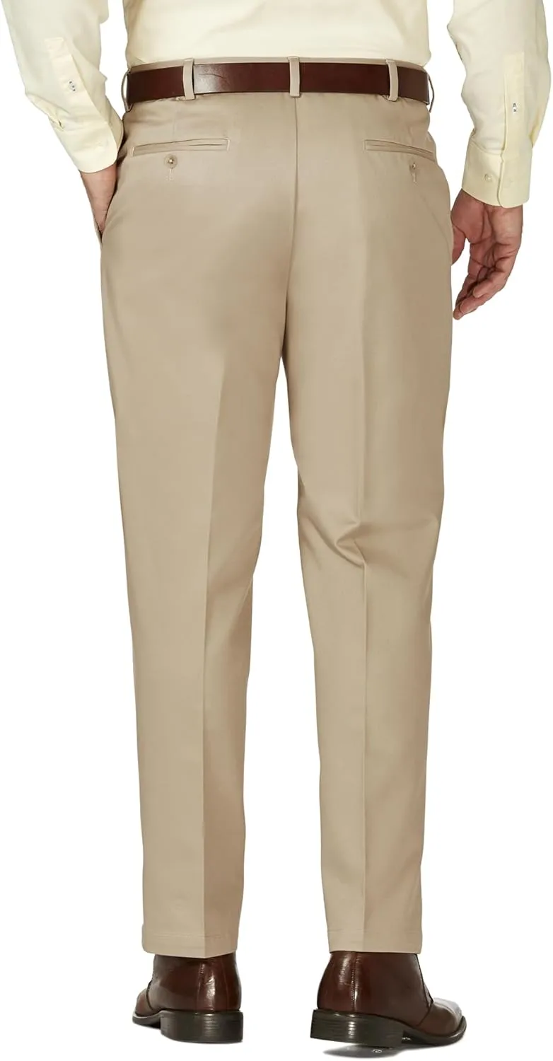 Haggar Men's Work to Weekend Hidden Expandable Waist Classic Fit Pleated Front Pant