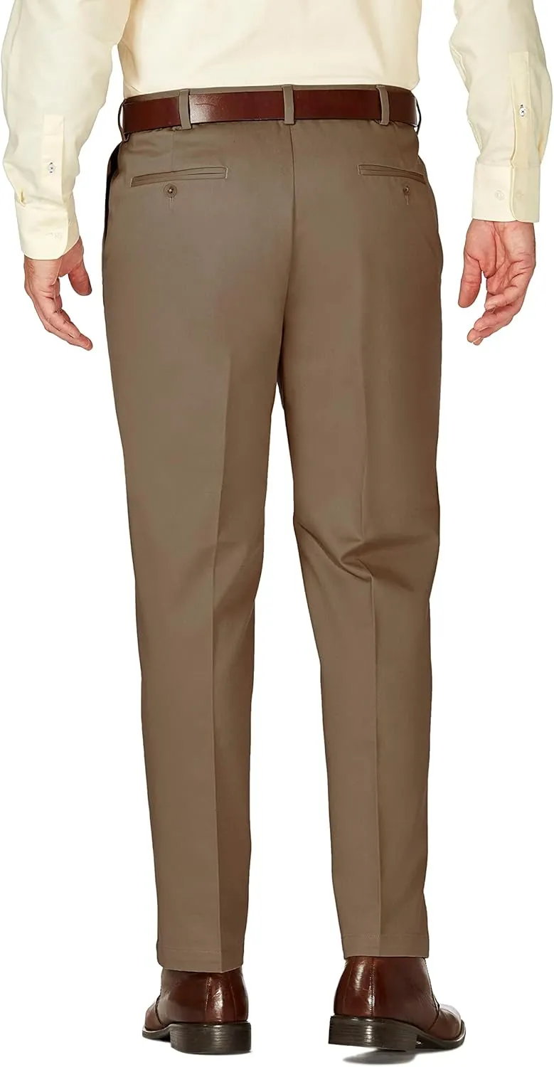 Haggar Men's Work to Weekend Hidden Expandable Waist Classic Fit Pleated Front Pant