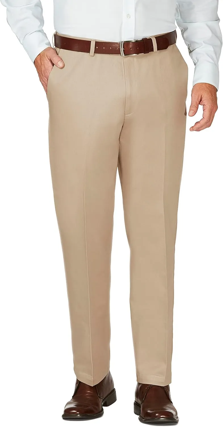Haggar Men's Work to Weekend Hidden Expandable Waist No Iron Flat Front Pant