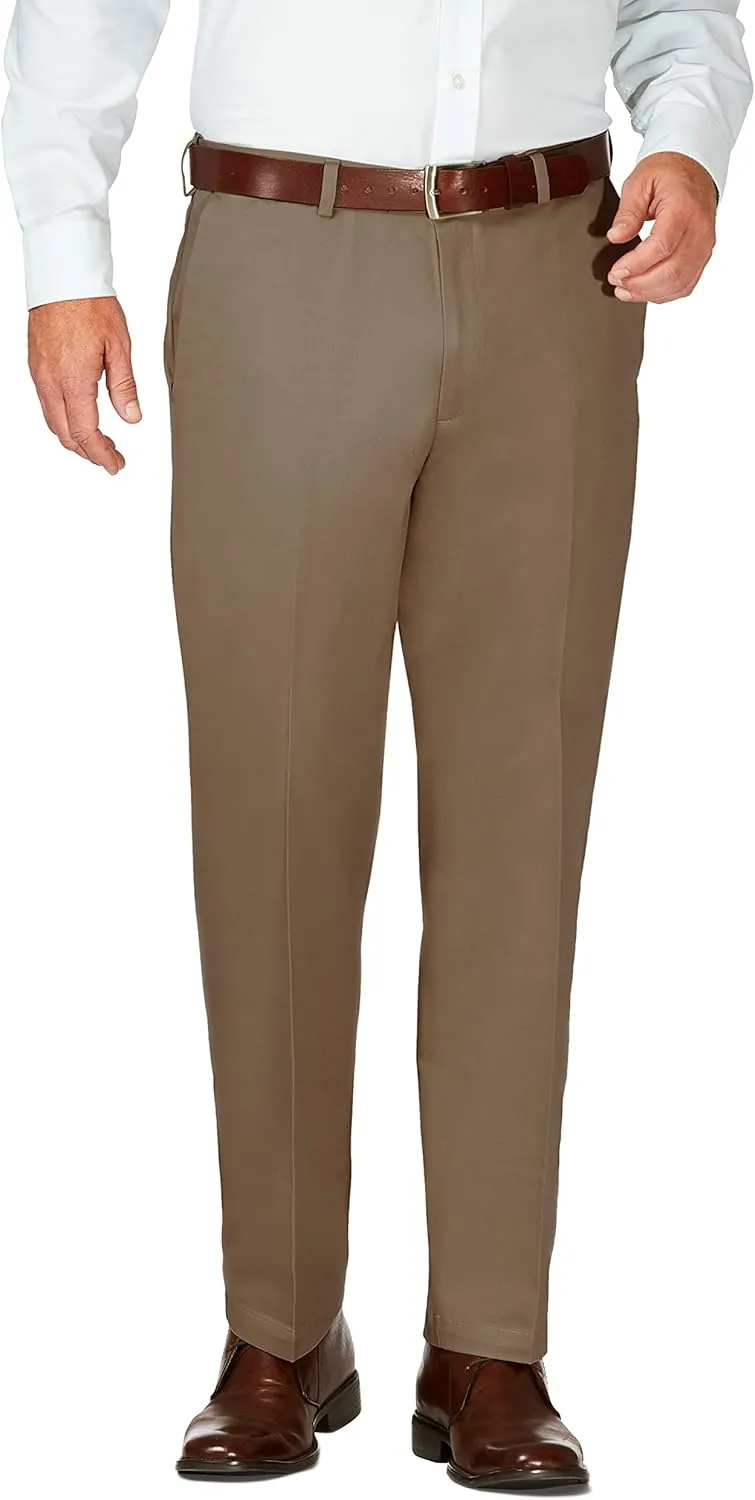 Haggar Men's Work to Weekend Hidden Expandable Waist No Iron Flat Front Pant