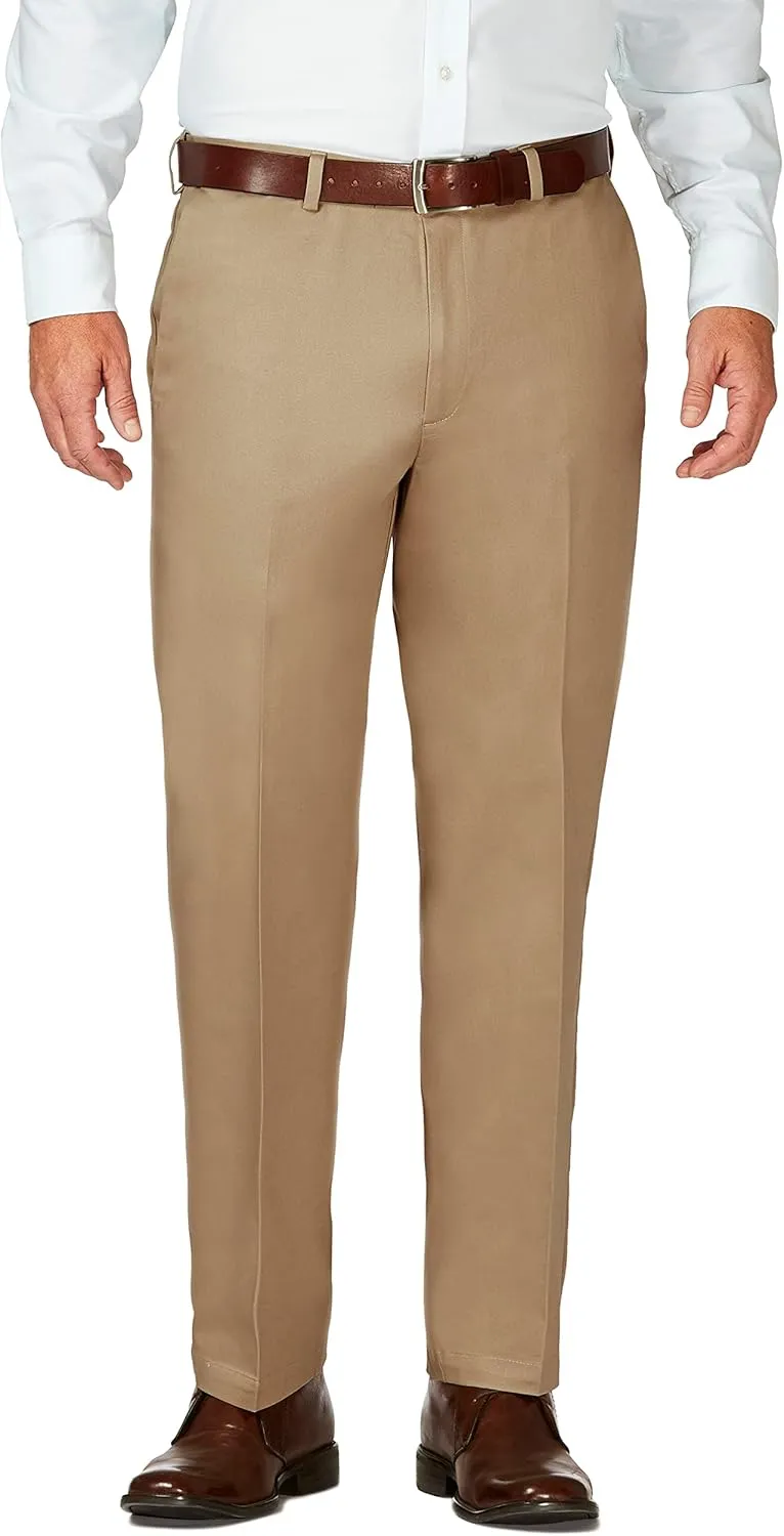 Haggar Men's Work to Weekend Hidden Expandable Waist No Iron Flat Front Pant