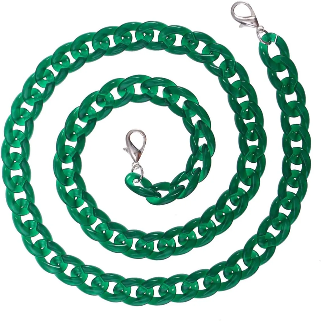 HAPINARY Handbags for Women Large Fish Bone Resin Chain 120cm Bag Strap Belt Bag Accessory Dark Jade
