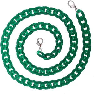 HAPINARY Handbags for Women Large Fish Bone Resin Chain 120cm Bag Strap Belt Bag Accessory Dark Jade