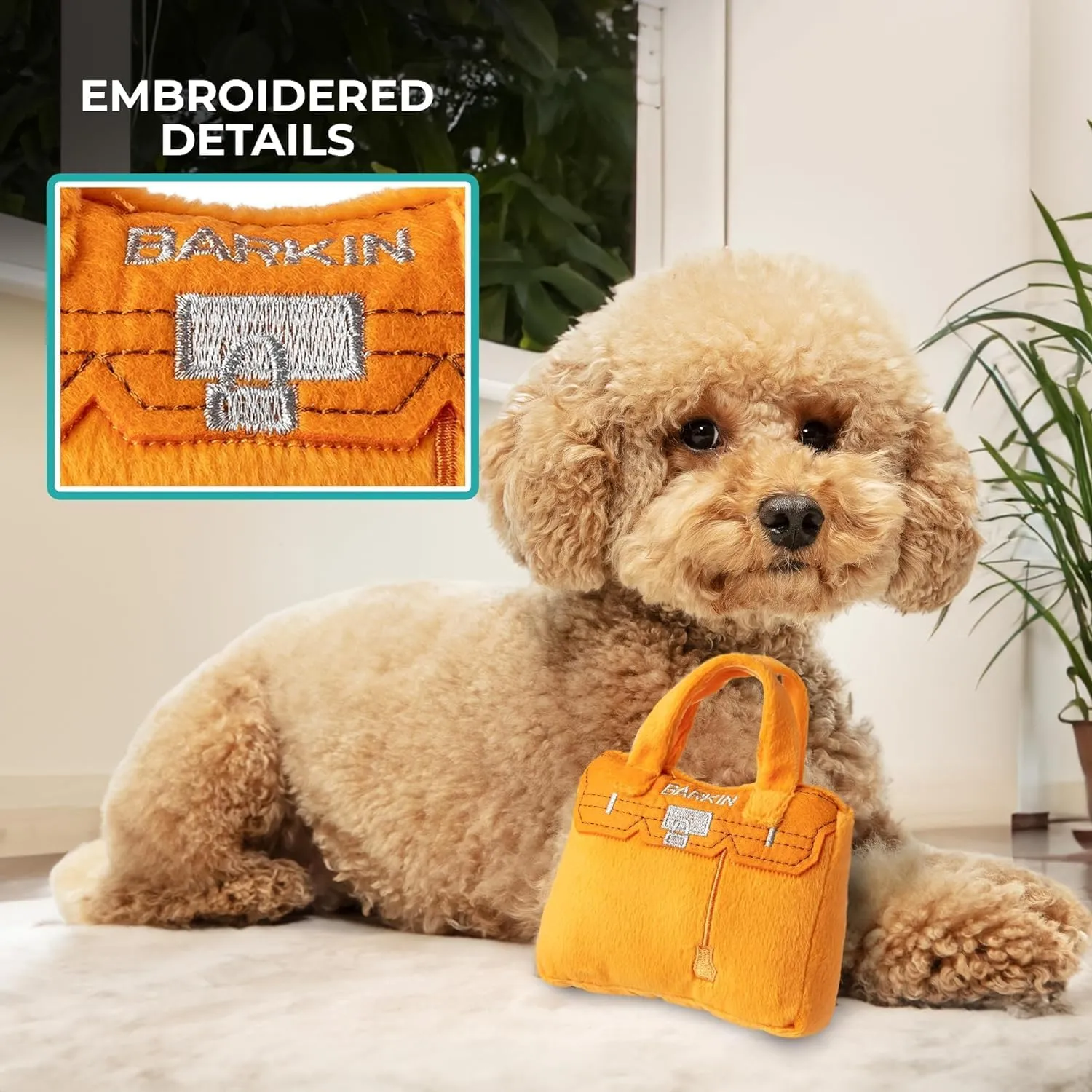 Haute Diggity Dog Barkin Bag, Plush Designer Dog Toys with Interactive Squeaker, Stimulating Pet Enrichment, Machine-Washable & Safe Materials for All Breeds, One Size
