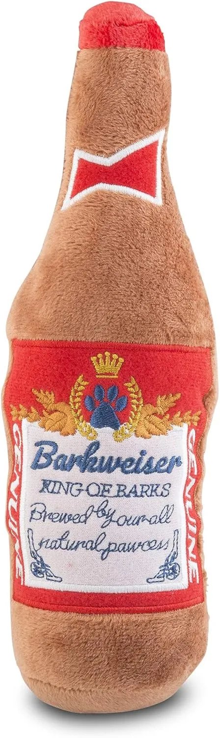 Haute Diggity Dog Barkweiser Beer Bottle, Plush Designer Dog Toys with Interactive Squeaker, Stimulating Pet Enrichment, Machine-Washable & Safe Materials for All Breeds, One Size