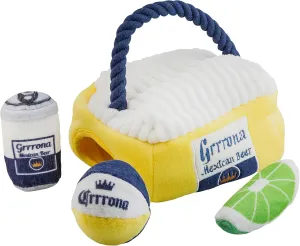 Haute Diggity Dog Grrrona Cooler Activity House, Plush Designer Dog Toys with Interactive Squeaker, Stimulating Pet Enrichment, Machine-Washable & Safe Materials for All Breeds, One Size