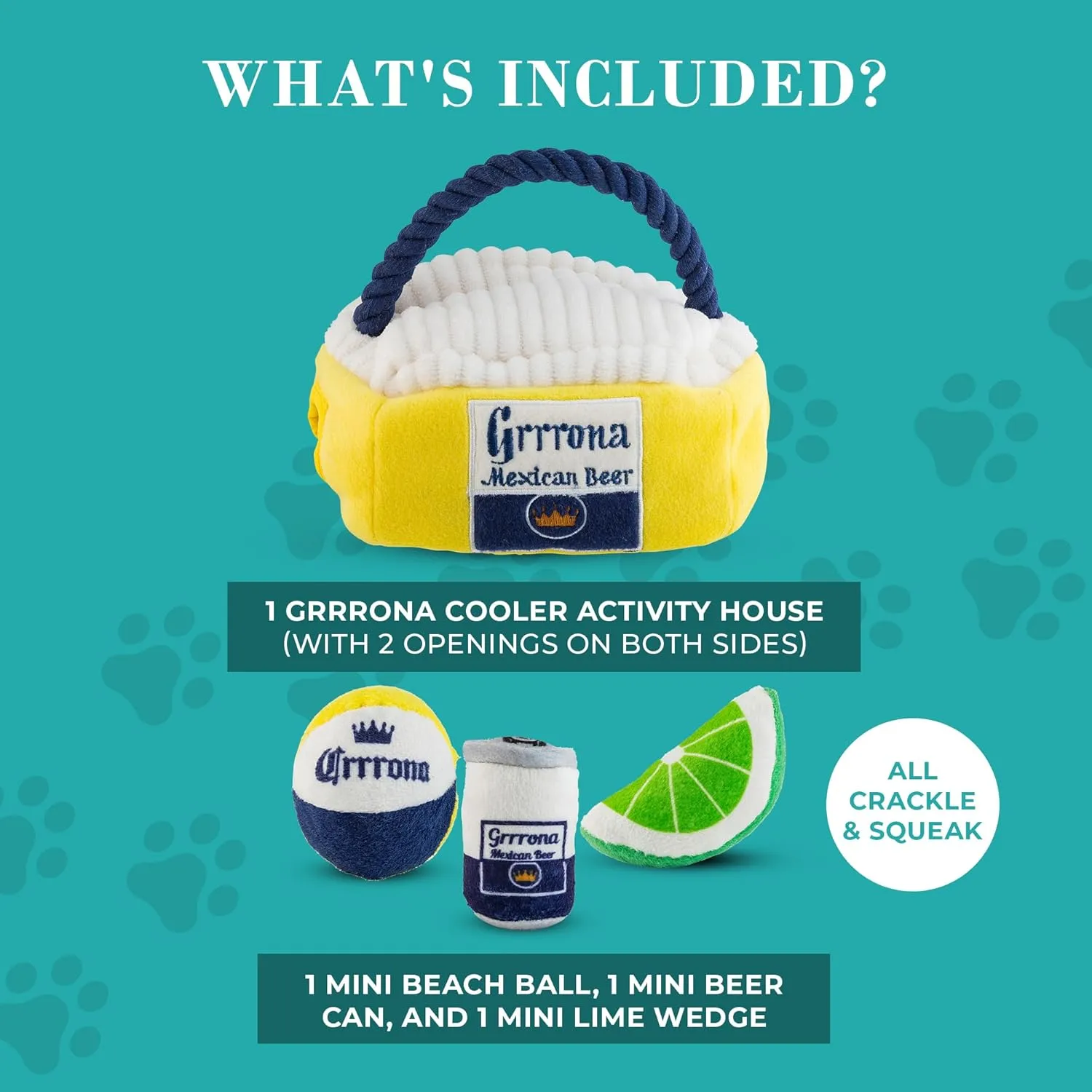 Haute Diggity Dog Grrrona Cooler Activity House, Plush Designer Dog Toys with Interactive Squeaker, Stimulating Pet Enrichment, Machine-Washable & Safe Materials for All Breeds, One Size