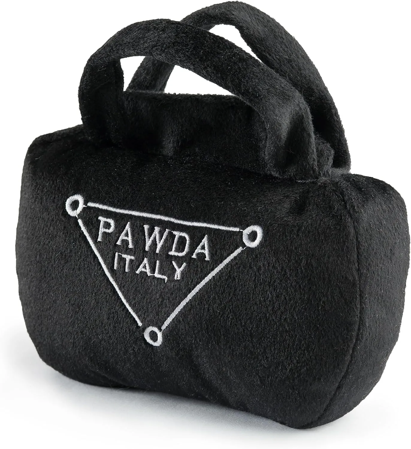 Haute Diggity Dog Pawda Handbag, Plush Designer Dog Toys with Interactive Squeaker, Stimulating Pet Enrichment, Machine-Washable & Safe Materials for All Breeds, Size Medium