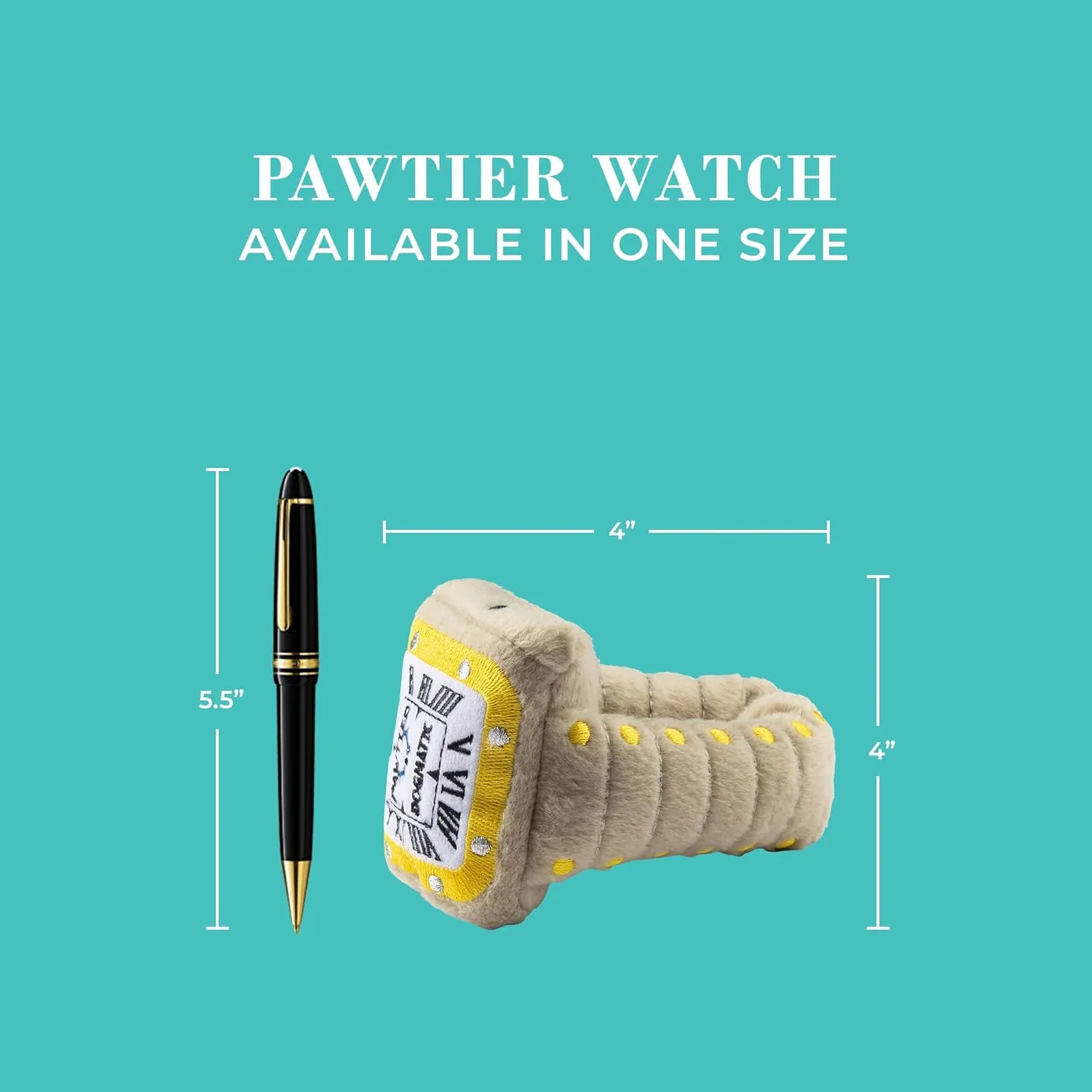 Haute Diggity Dog Pawtier Watch, Plush Designer Dog Toys with Interactive Squeaker, Stimulating Pet Enrichment, Machine-Washable & Safe Materials for All Breeds, One Size