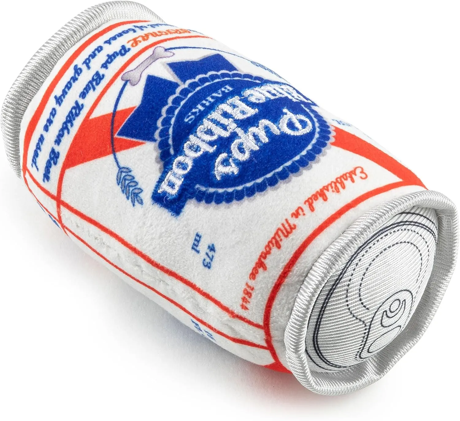 Haute Diggity Dog Pups Blue Ribbon Beer Can, Plush Designer Dog Toys with Interactive Squeaker, Stimulating Pet Enrichment, Machine-Washable & Safe Materials for All Breeds, One Size