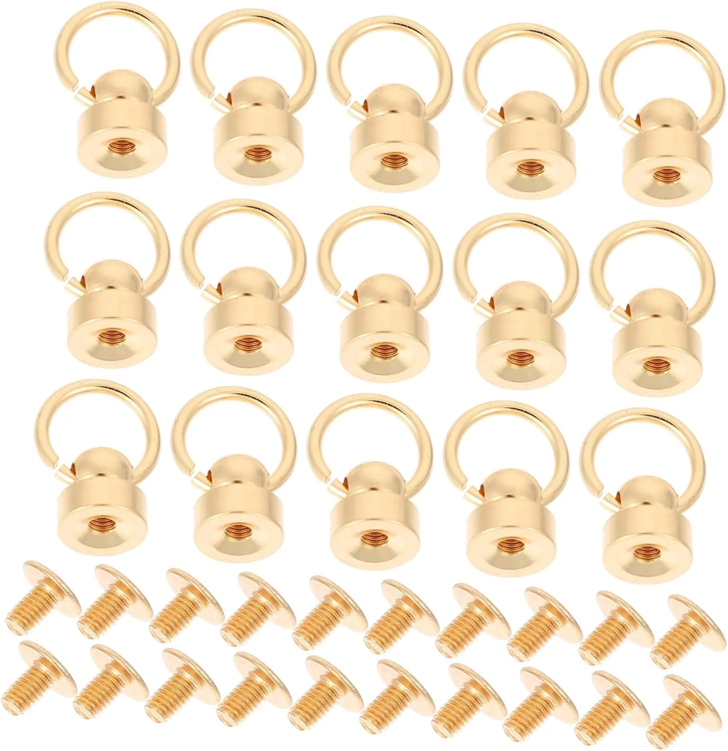 HAWILLOSCH 20 Sets Belt Monk Buckle Round Purse Rivet DIY Luggage Nails Upholstery Buttons Studs Screws Belt Screws Leathercraft Screws Nail DIY Purse Bag Copper Golden