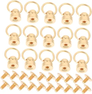 HAWILLOSCH 20 Sets Belt Monk Buckle Round Purse Rivet DIY Luggage Nails Upholstery Buttons Studs Screws Belt Screws Leathercraft Screws Nail DIY Purse Bag Copper Golden