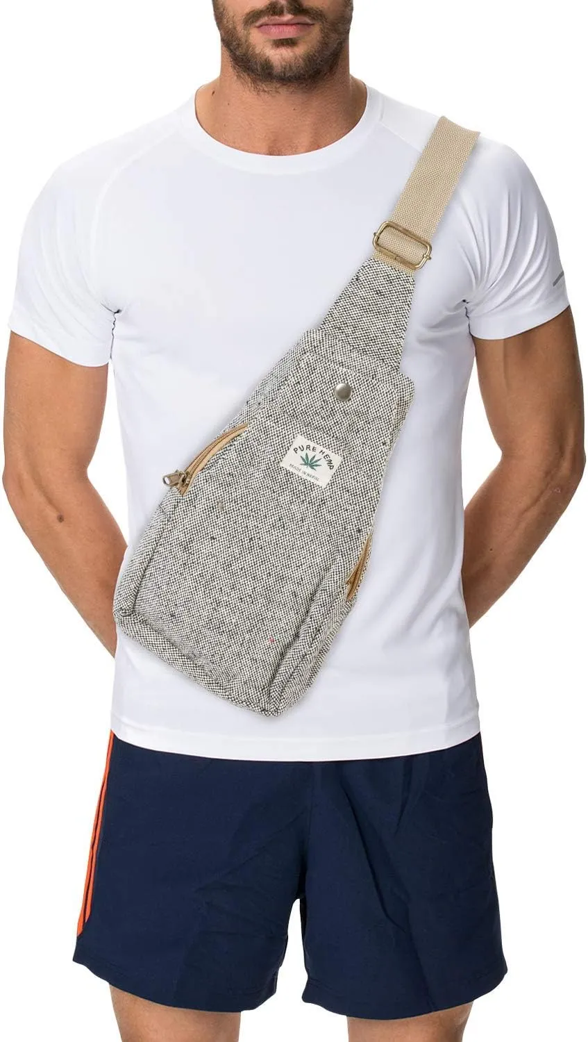 Hemp Sling Backpack- Hemp Cross body Bag- Hemp Shoulder Backpack Adjustable Strap for Men & Women