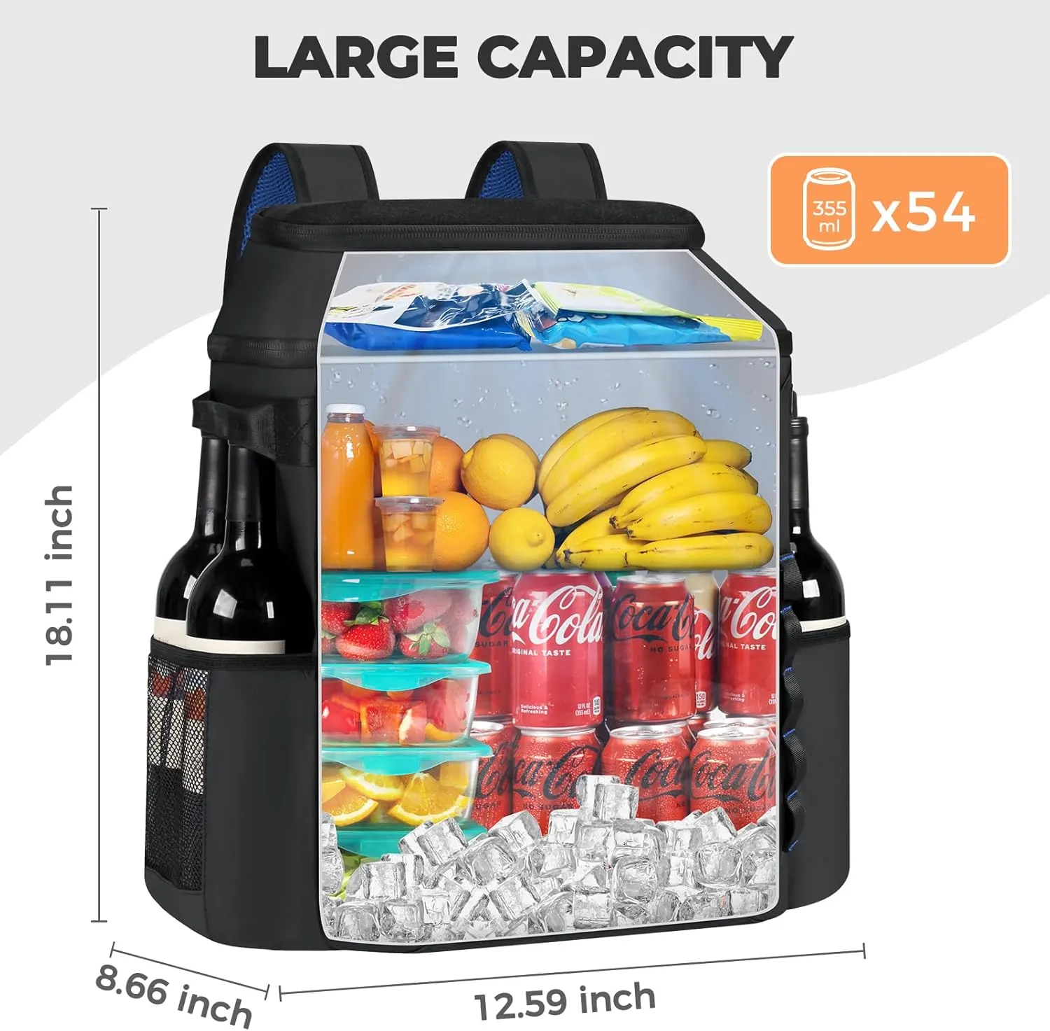 Heytrip Backpack Cooler 36/54 Cans Insulated Waterproof Cooler Bag for 20 Hours Cold Retention, Leak-Proof Camping Cooler with Multi-Compartments