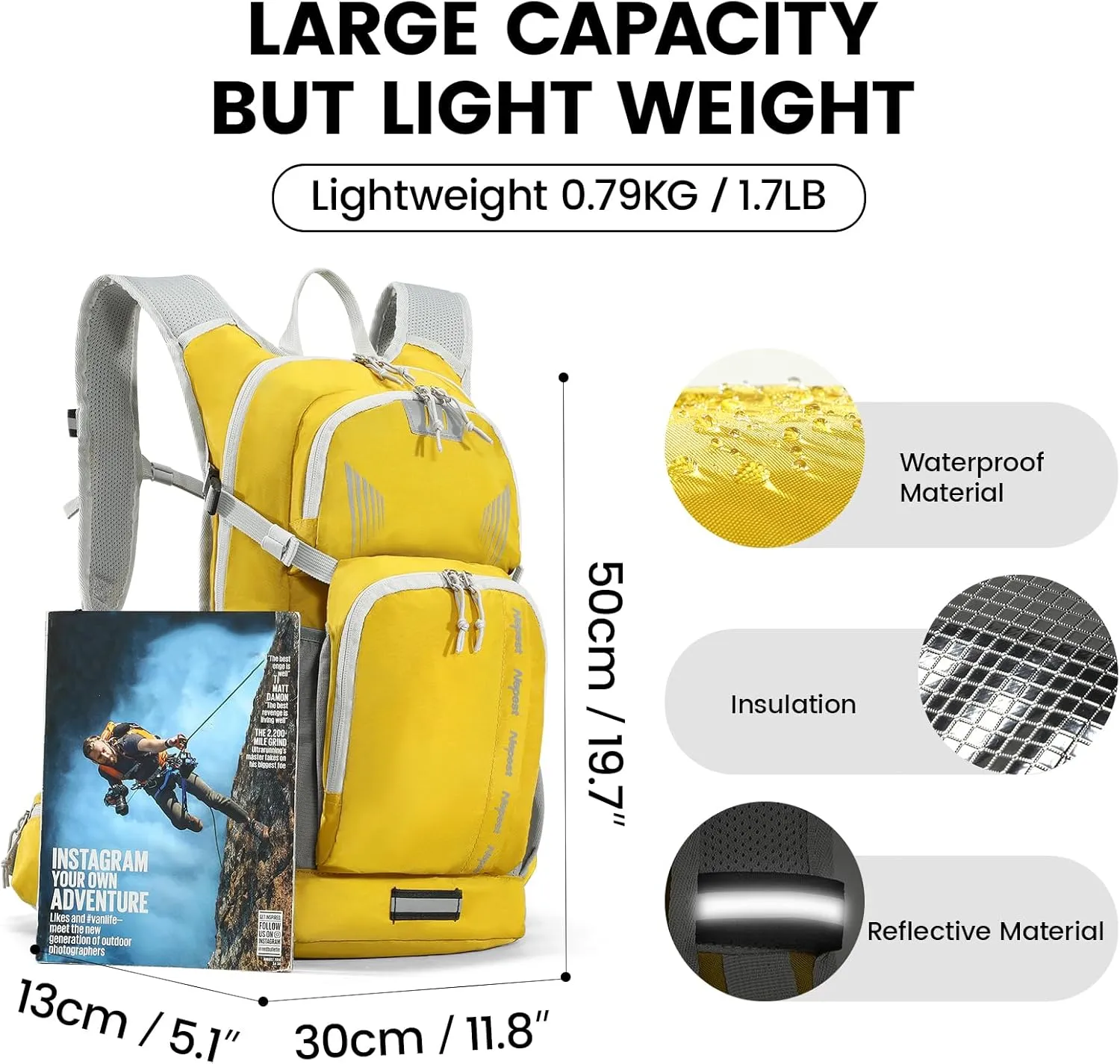 Hiking Backpack with 3L Water Bladder, 18L Hydration Pack Backpack for Women & Men, Lightweight Day Pack, Hydropack for Hiking, Cycling