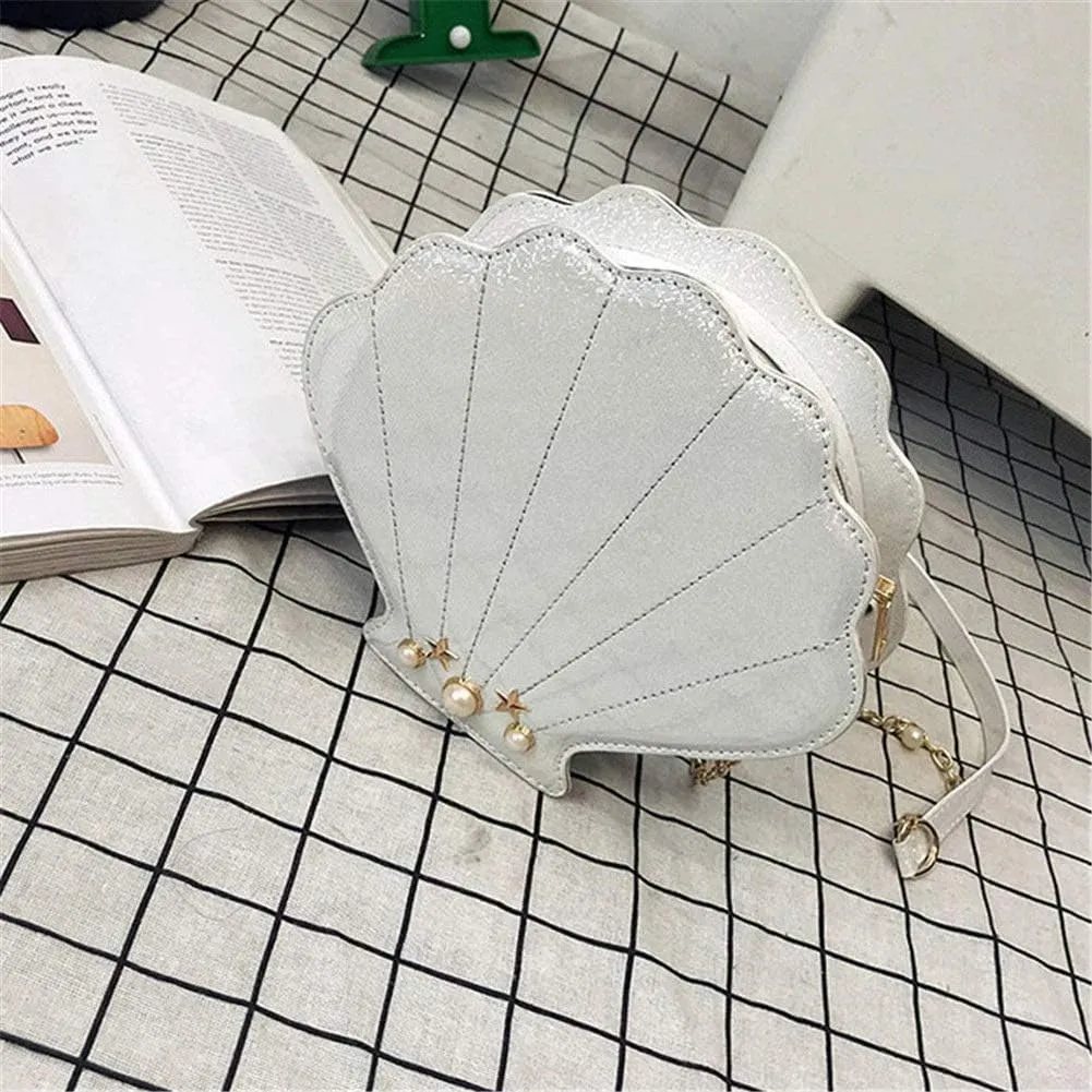 Hologram Laser Shell Shoulder Bags Pearl Cross-body Chain Purse Bags for Womens