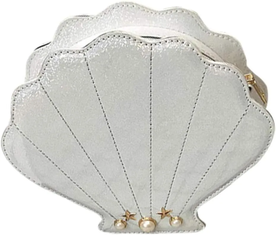 Hologram Laser Shell Shoulder Bags Pearl Cross-body Chain Purse Bags for Womens