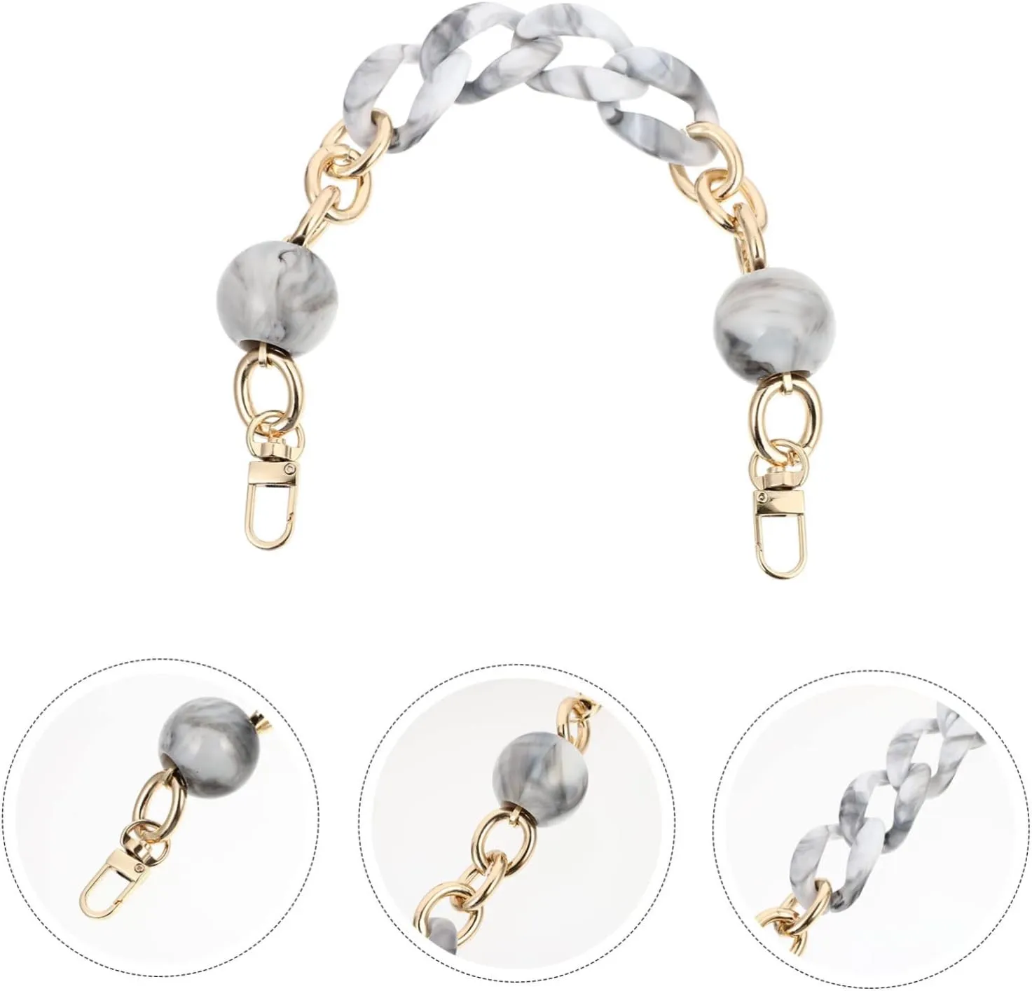 HOMSFOU Fashionable Handbag Strap Baroque Pattern Acrylic Chain Replacement Purse Belt