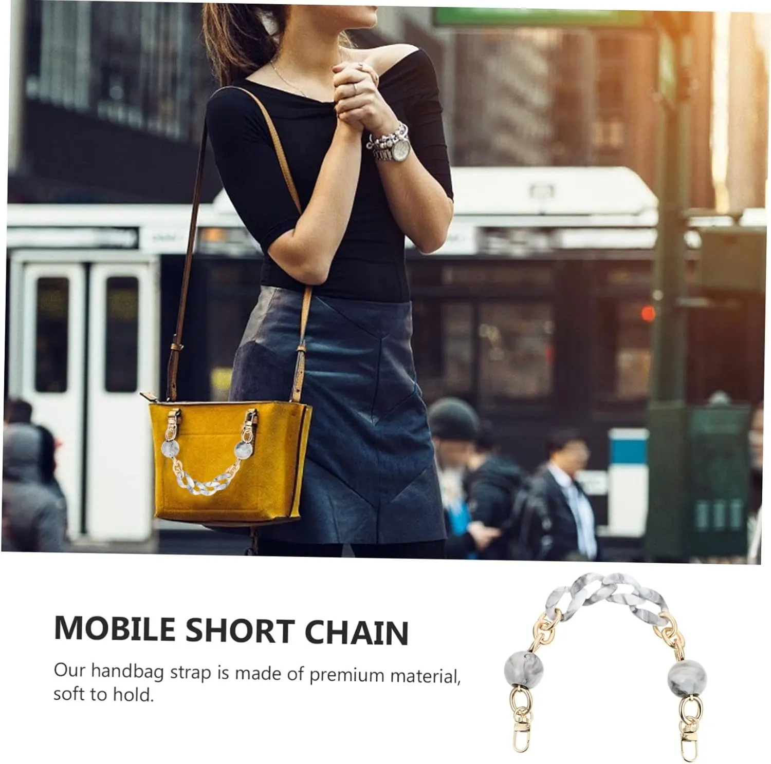 HOMSFOU Fashionable Handbag Strap Baroque Pattern Acrylic Chain Replacement Purse Belt