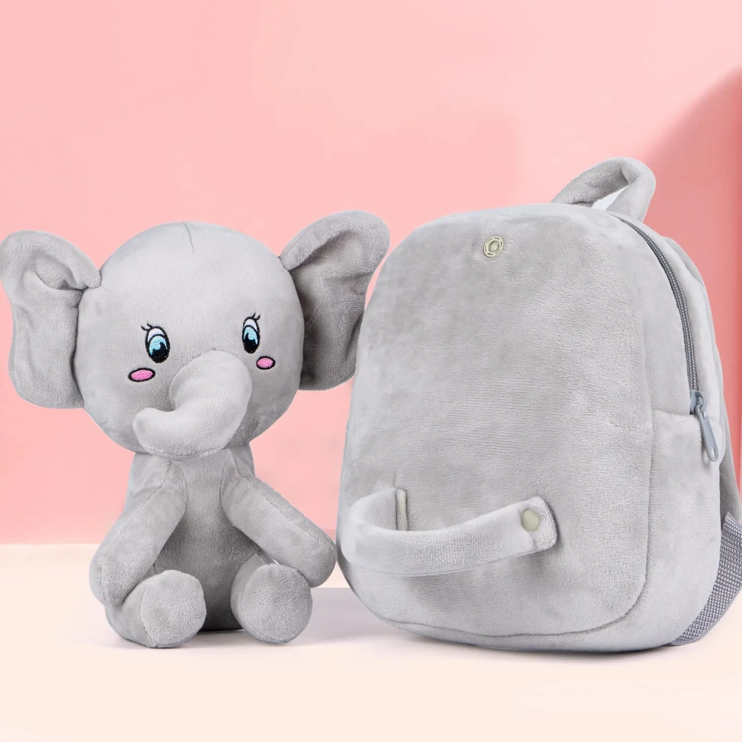 HONGTEYA Toddler Backpack Plush Backpack for Kids Soft Mini Backpack for Girls Animal Elephanet Doll Toys Birthday Easter Christmas kids for Age 1 2 3 4 5