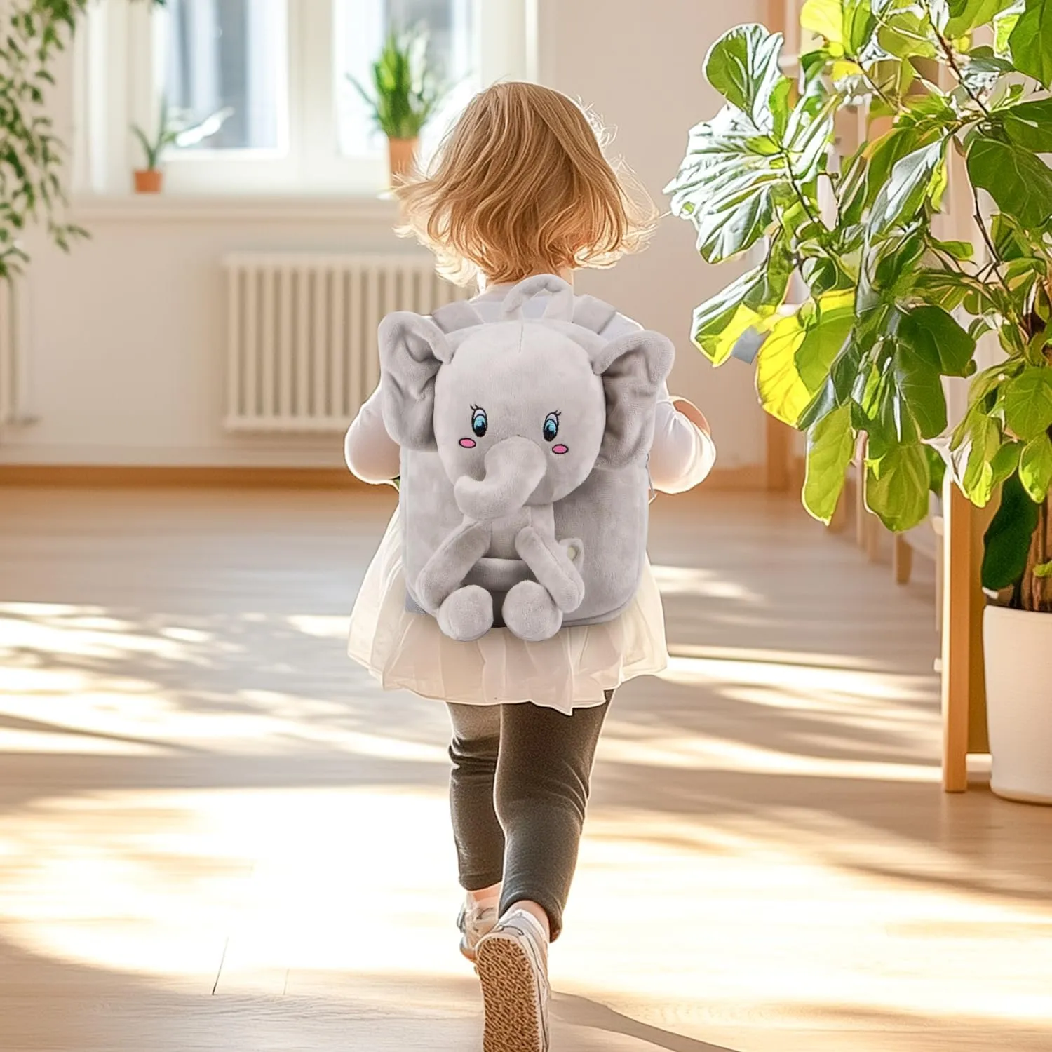 HONGTEYA Toddler Backpack Plush Backpack for Kids Soft Mini Backpack for Girls Animal Elephanet Doll Toys Birthday Easter Christmas kids for Age 1 2 3 4 5