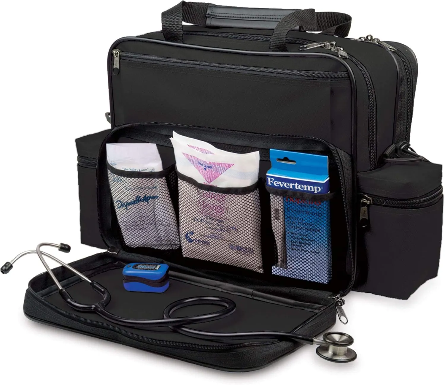Hopkins Medical Products Home Health Shoulder Bag, 600D Waterproof Exterior, Large Storage Compartments, Removable Adjustable Shoulder Strap, 14x11.5x8