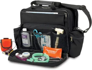 Hopkins Medical Products Home Health Shoulder Bag, 600D Waterproof Exterior, Large Storage Compartments, Removable Adjustable Shoulder Strap, 14x11.5x8