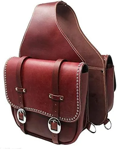 Horse Saddle Bag Cowhide Genuine Leather Western Equestrian Trail Simple Horse Saddle Bag Pack Equipment Horse Saddle Bags Size: 10” L x 10” W x 3 ½” D inches, SMPL133
