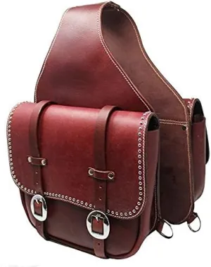 Horse Saddle Bag Cowhide Genuine Leather Western Equestrian Trail Simple Horse Saddle Bag Pack Equipment Horse Saddle Bags Size: 10” L x 10” W x 3 ½” D inches, SMPL133
